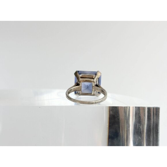 London Blue Topaz Princess Cut 925 Sterling Silver Vintage Ring - sz 6.5 - Picture 4 of 11